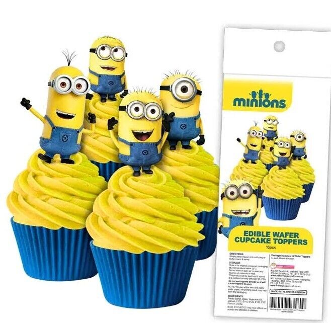 Minions Wafer Cupcake Toppers - 16pc, cake toppers, birthday cupcakes