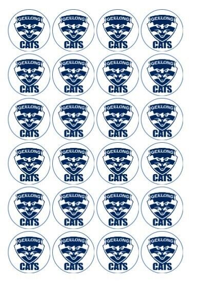 Geelong Cats AFL Cupcake Toppers, cake Icing sheets, cake toppers