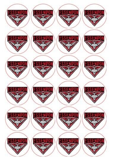 Essendon AFL Cupcake Toppers, cake Icing sheets, cake toppers