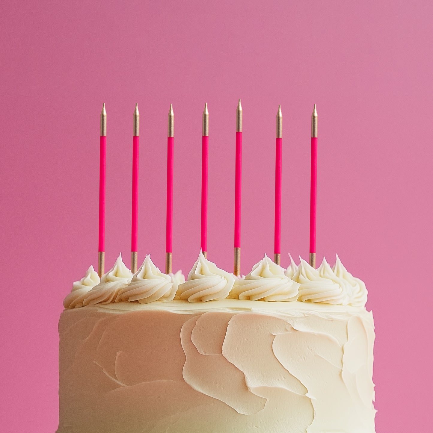 Gold Double Dipped Cake Candles - Hot Pink (Pack of 12)