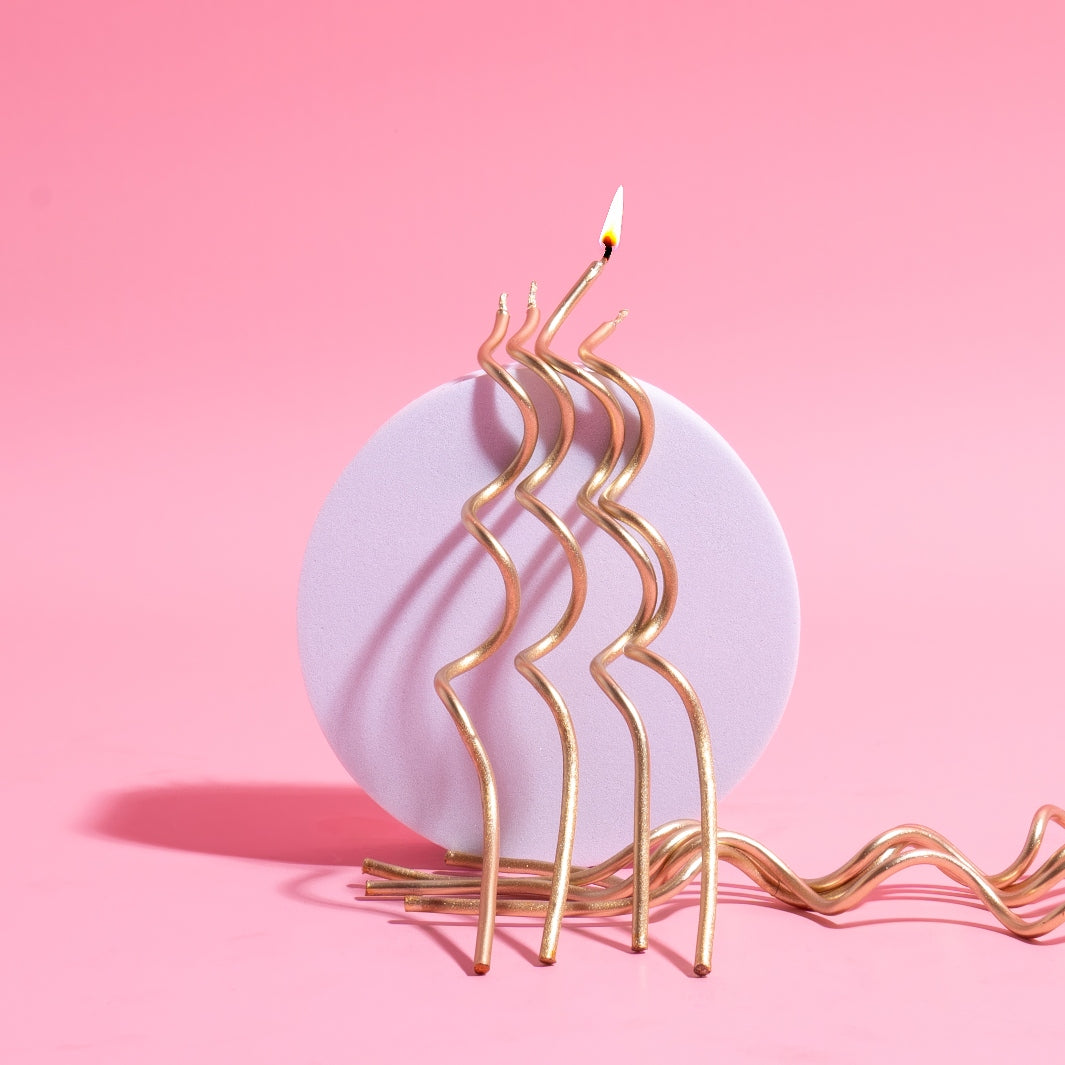 Swirly Cake Candles - Gold (Pack of 16)