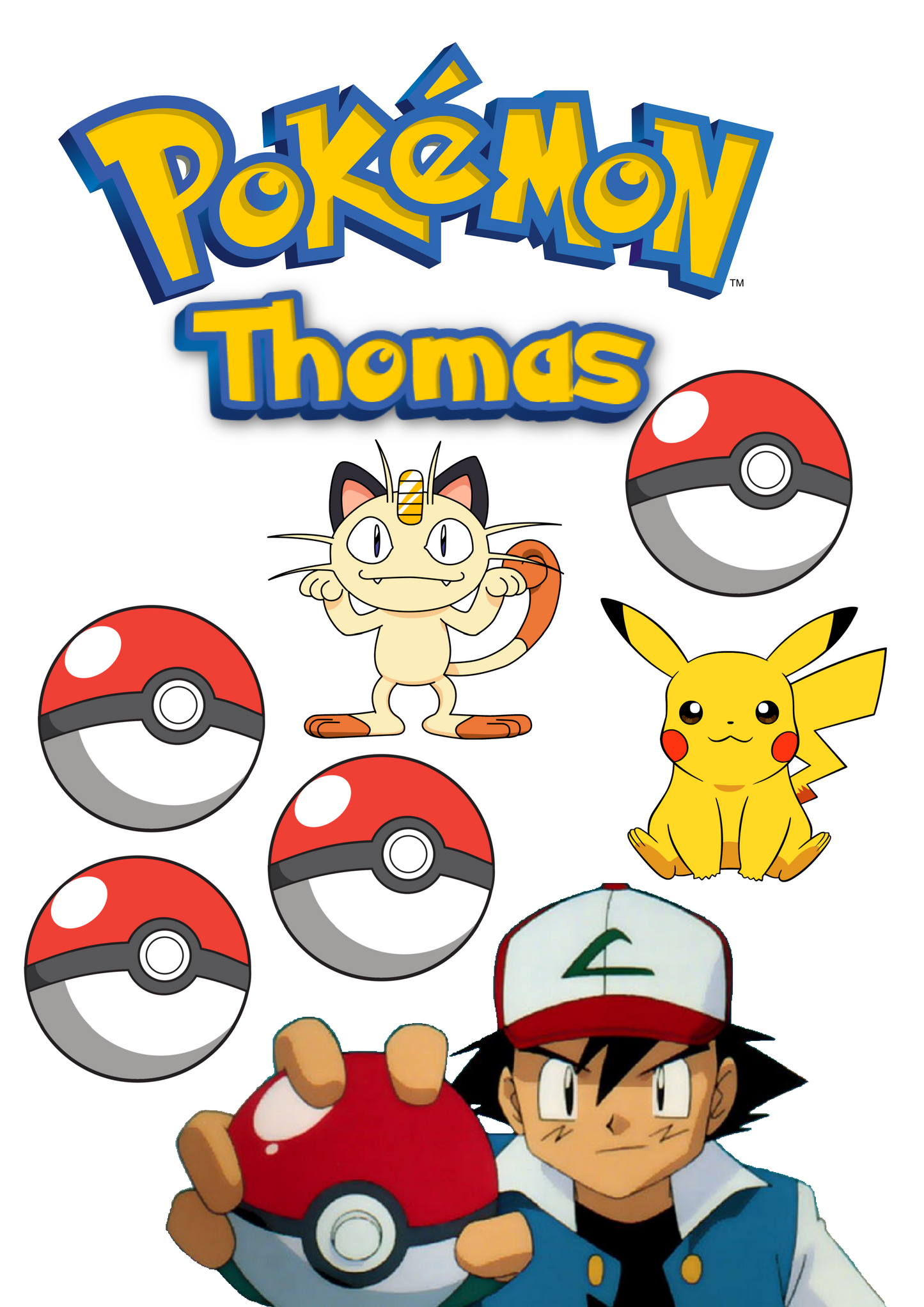 Custom Pokemon Cake Topper - PRE-CUT