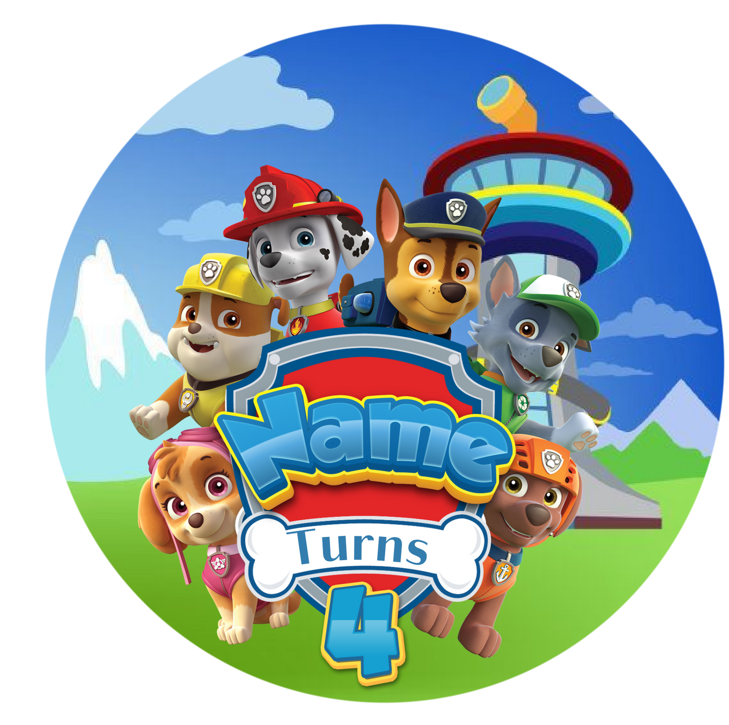 Paw Patrol themed cake topper - PRE-CUT