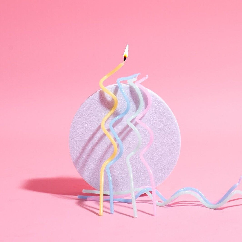 Swirly Cake Candles - Pastel Rainbow (Pack of 16)