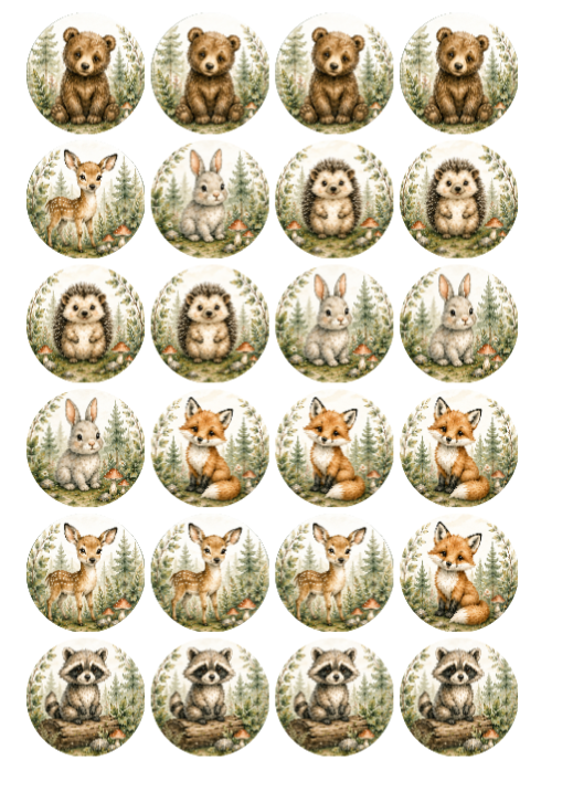 Woodland Animals Edible Cake Topper, Cake Wrap & Cupcake Toppers