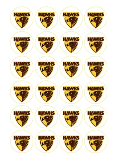 Hawthorn AFL Cupcake Toppers (24 Pieces)