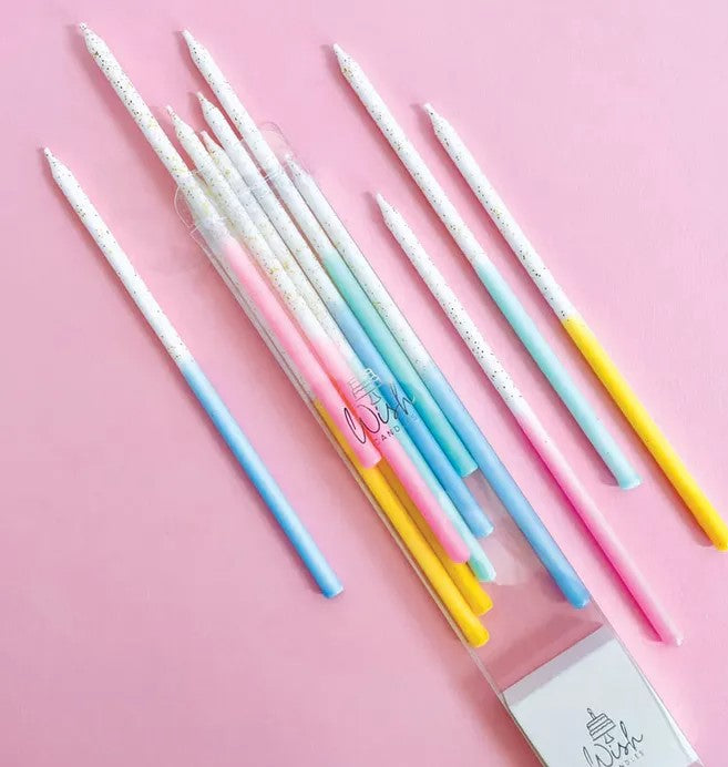 Pastel Glitter 8cm Candles - 12pk