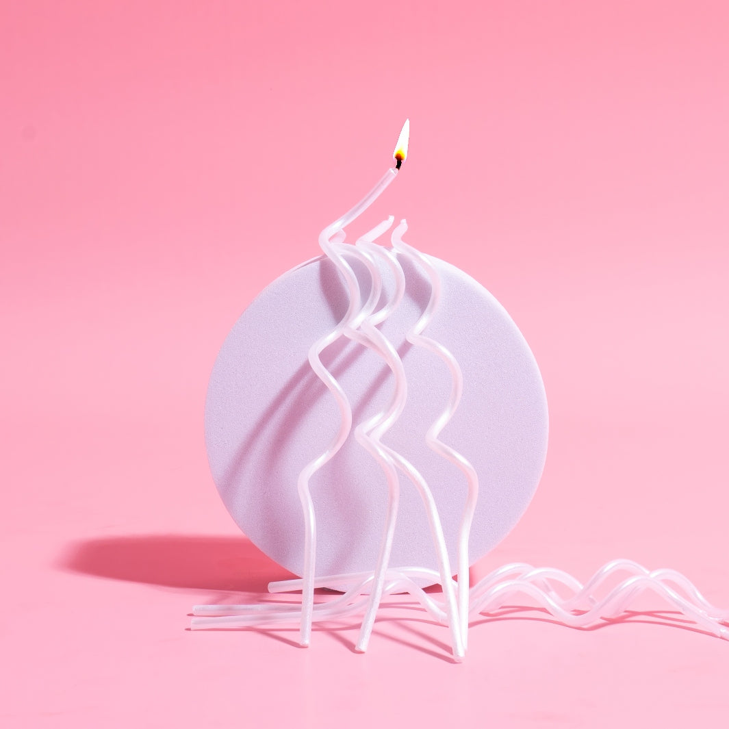 Swirly Cake Candles - White (Pack of 16)