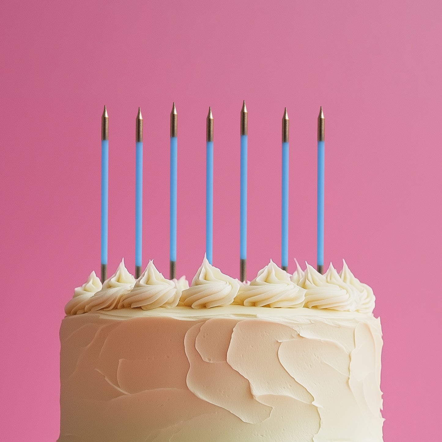 Gold Double Dipped Cake Candles - Blue (Pack of 12)