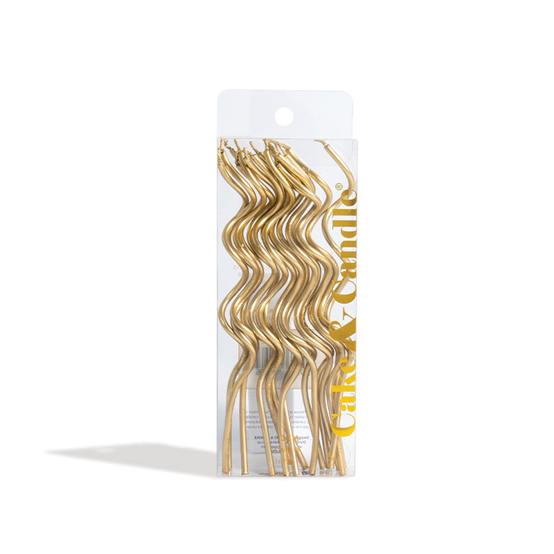 Swirly Cake Candles - Gold (Pack of 16)