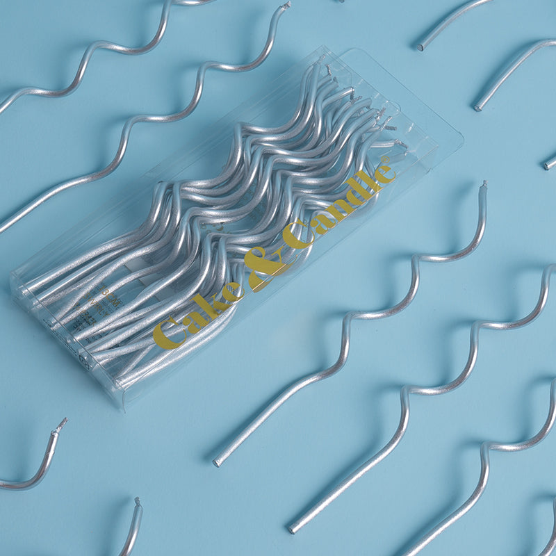 Swirly Cake Candles - Silver (Pack of 16)