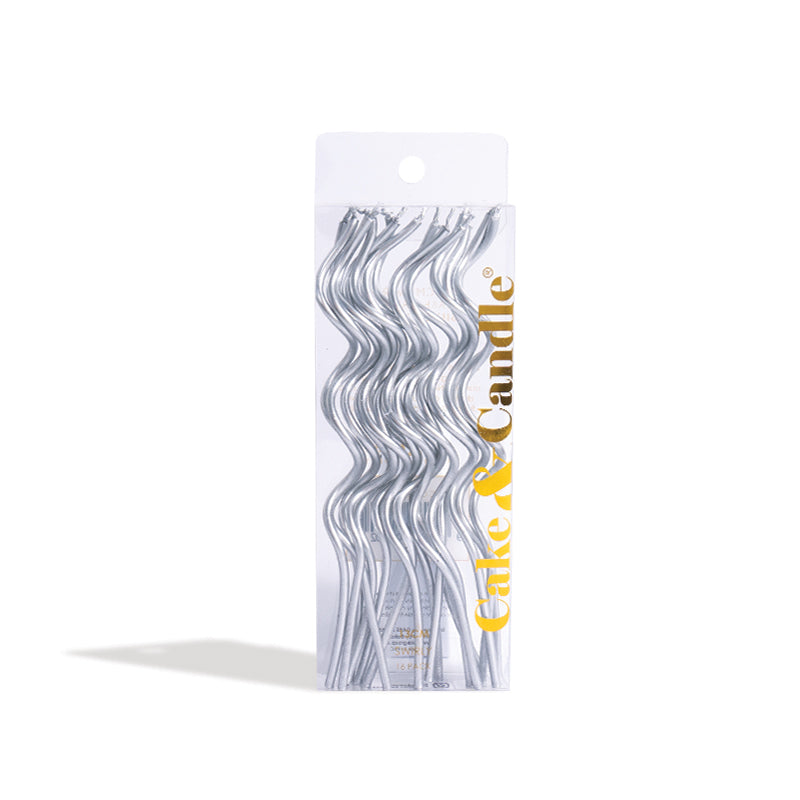 Swirly Cake Candles - Silver (Pack of 16)