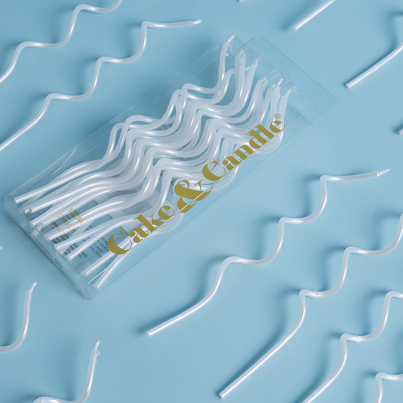 Swirly Cake Candles - White (Pack of 16)