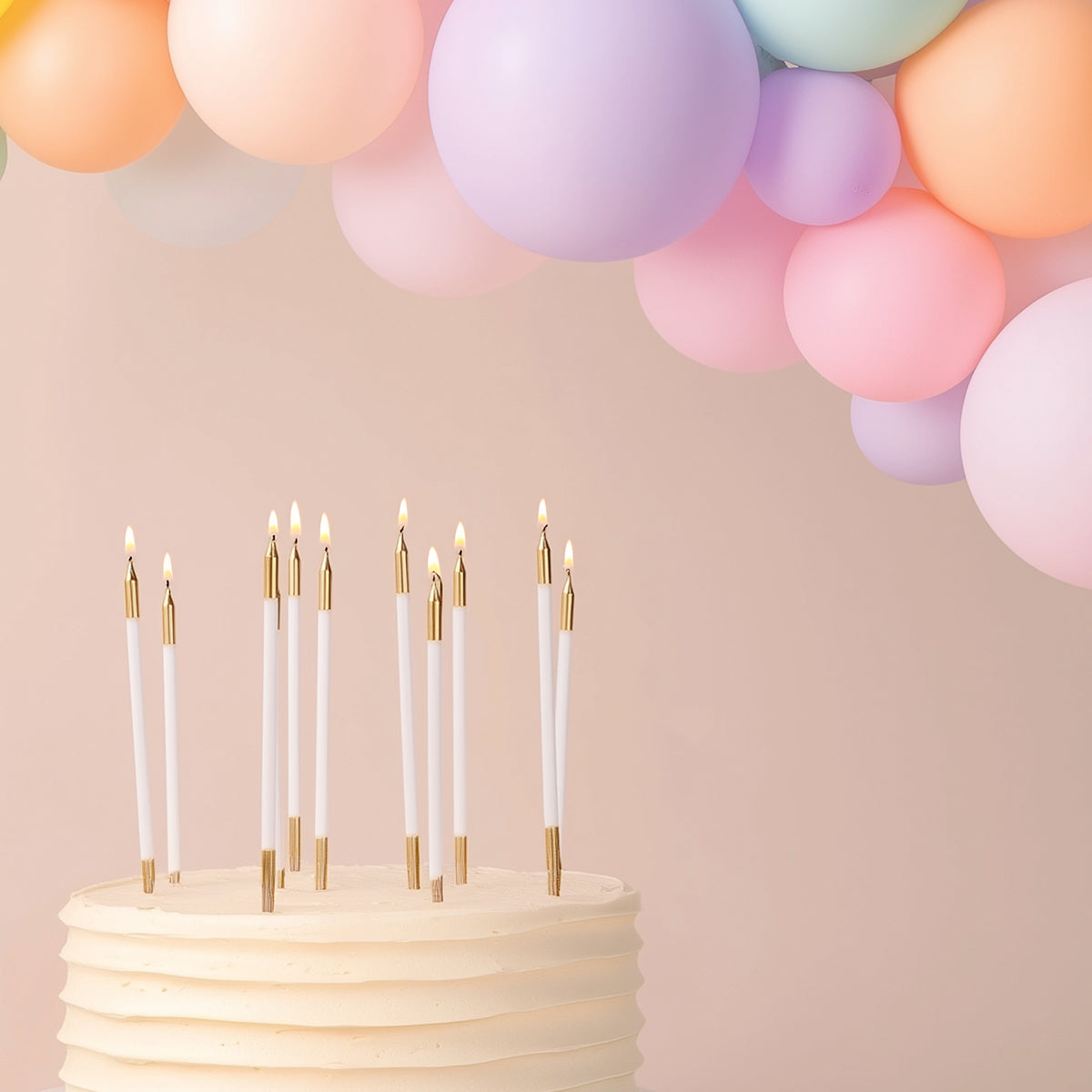 Gold Double Dipped Cake Candles - White (Pack of 12)