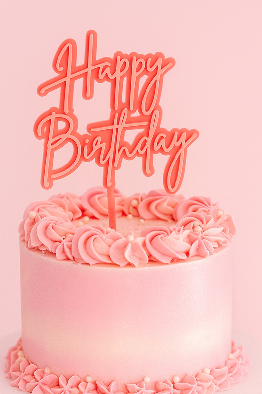 Happy Birthday Cake Topper (Pink)