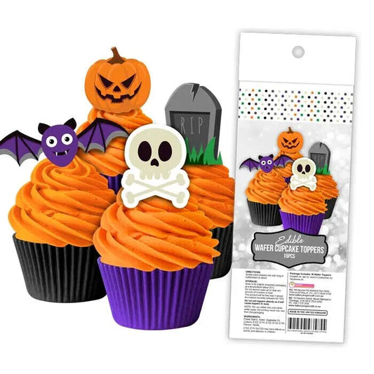 Halloween Wafer Cupcake Toppers  - 16pc, cake toppers, birthday cupcakes