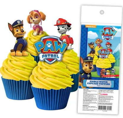 Paw Patrol Wafer Cupcake Toppers  - 16pc, cake toppers, birthday cupcakes