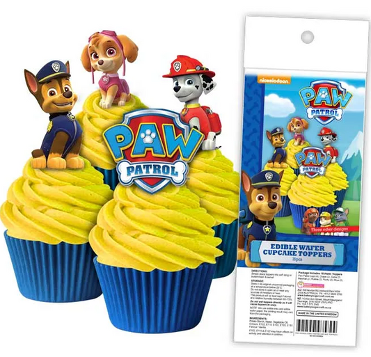 Paw Patrol Wafer Cupcake Toppers  - 16pc, cake toppers, birthday cupcakes