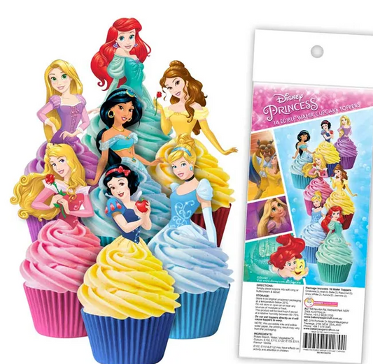 Disney Princess Wafer Cupcake Toppers  - 16pc
