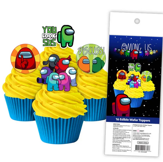Among Us wafer Cupcake Toppers  - 16pc