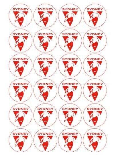 Sydney Swans  AFL Cupcake Toppers, cake Icing sheets, cake toppers