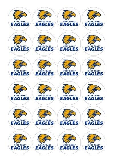 West Coast Eagles AFL Cupcake Toppers, cake Icing sheets, cake toppers