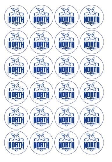North Melbourne  AFL Cupcake Toppers, cake Icing sheets, cake toppers