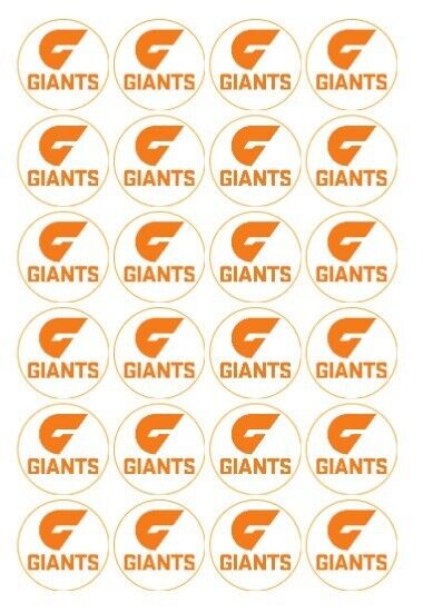 GWS Giants  AFL Cupcake Toppers, cake Icing sheets, cake toppers