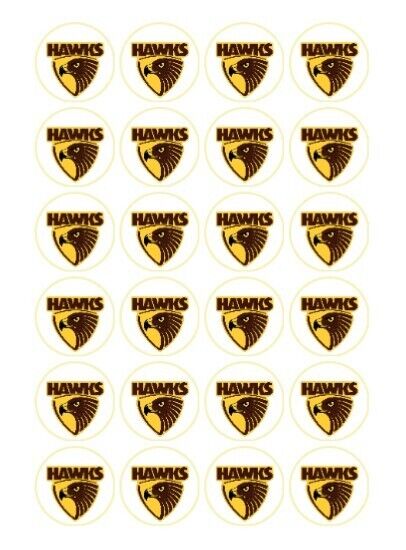 Hawthorn AFL Cupcake Toppers, cake Icing sheets, cake toppers