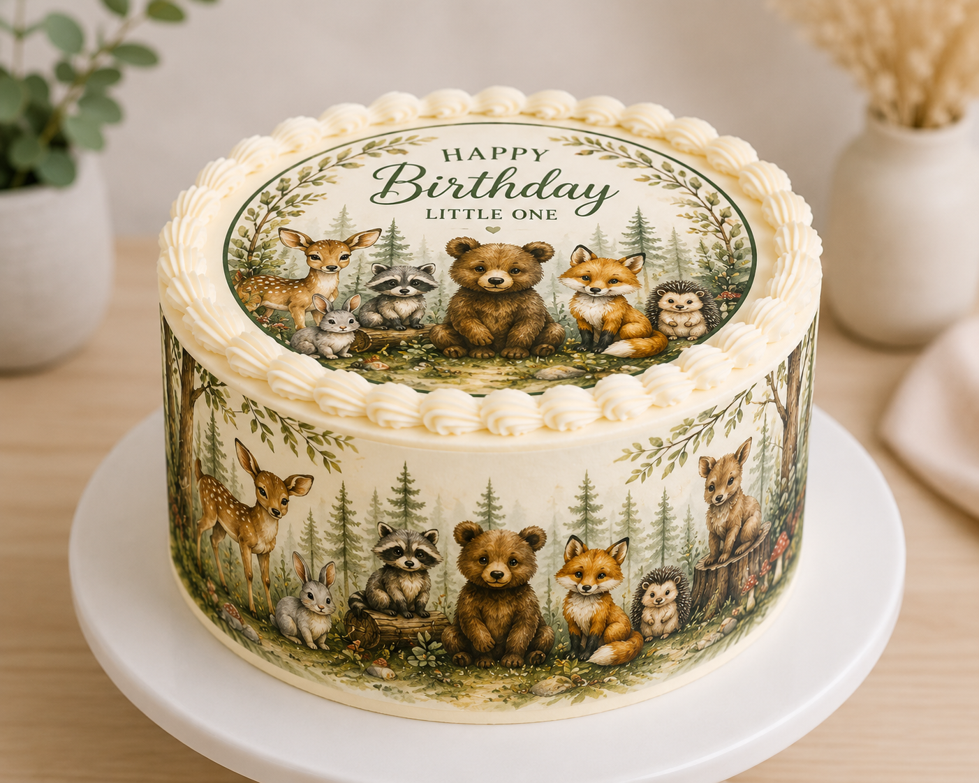 Woodland Animals Edible Cake Topper, Cake Wrap & Cupcake Toppers