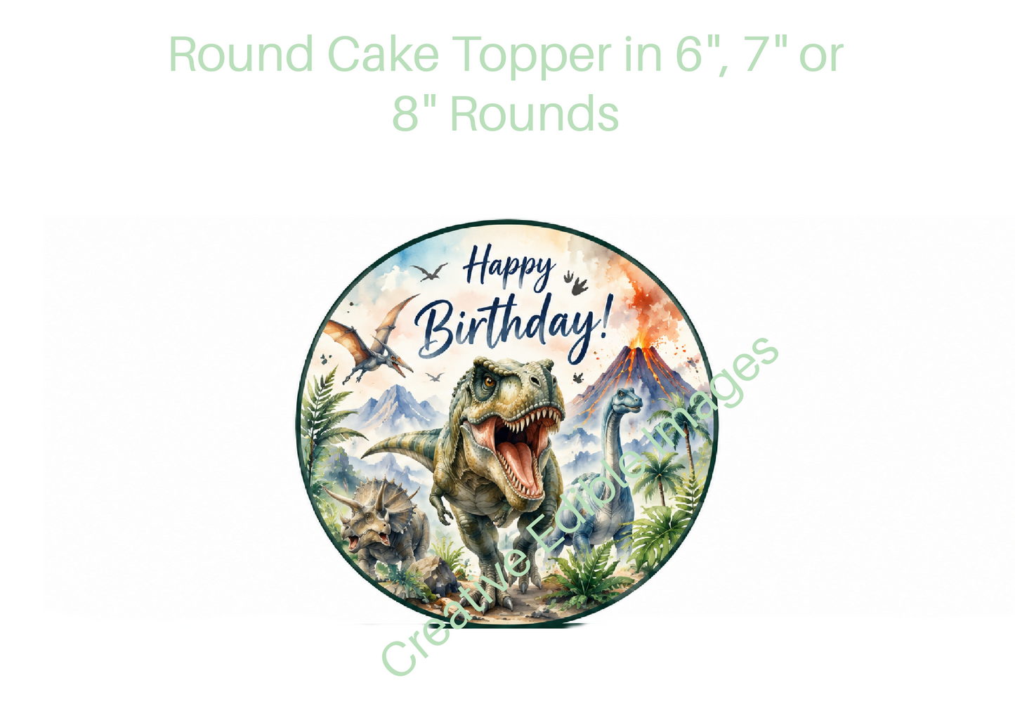 Cute Dinosaur Edible Cake Topper, Cake Wrap & Cupcake Toppers