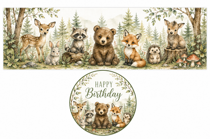 Woodland Animals Edible Cake Topper, Cake Wrap & Cupcake Toppers