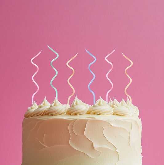Swirly Cake Candles - Pastel Rainbow (Pack of 16)