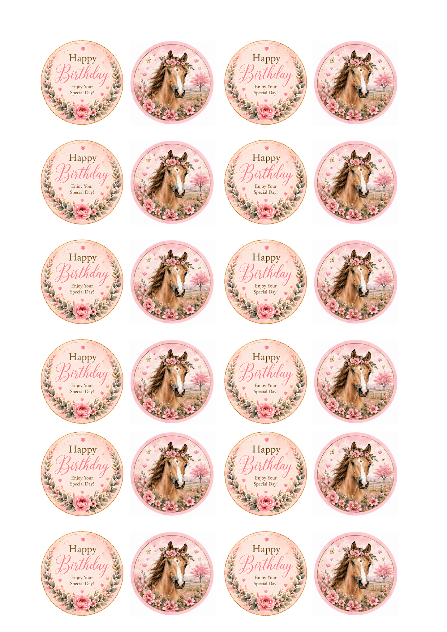 Watercolour Horse Edible Cake Topper, Cake Wrap & Cupcake Toppers Australia