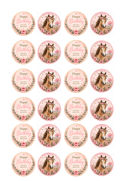 Watercolour Horse Edible Cake Topper, Cake Wrap & Cupcake Toppers Australia