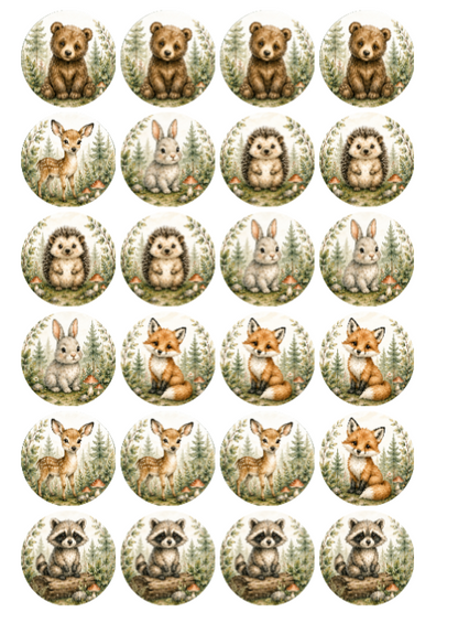 Woodland Animals Edible Cake Topper, Cake Wrap & Cupcake Toppers