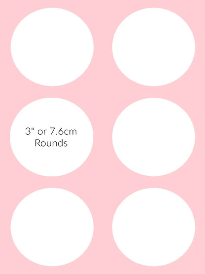 Custom edible cupcake toppers 3" size chart