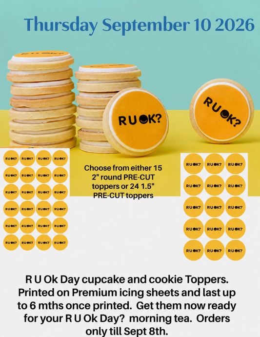 R U OK? Day Edible Cupcake Toppers – Pre-Cut Edible Images