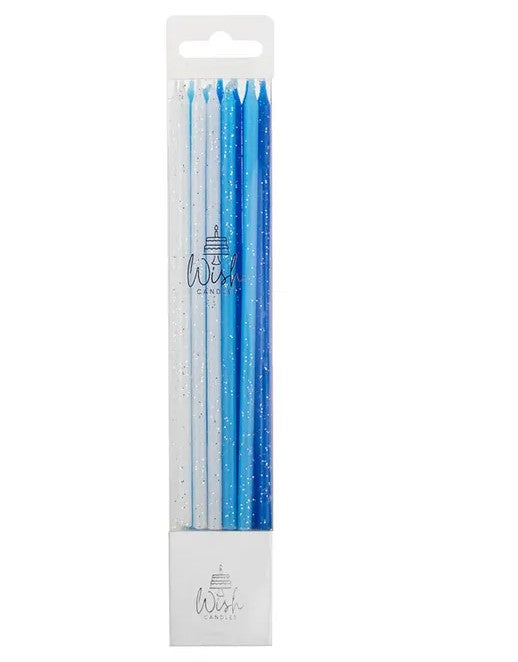 Dream Blue Glitter 8cm Candles - 12pk