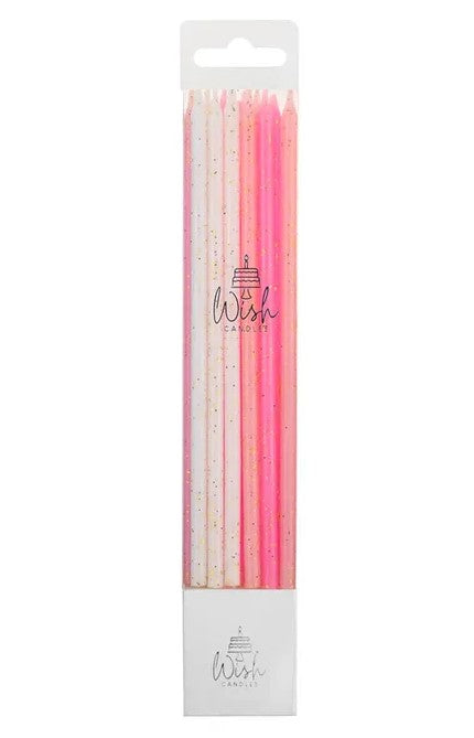 Pink Glitter 8cm Candles - 12pk