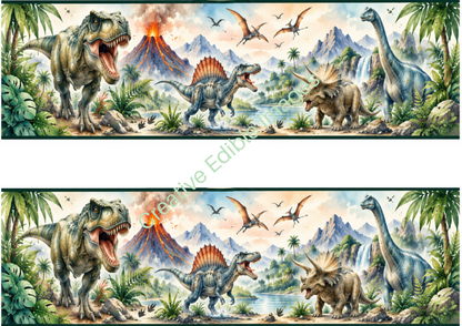Cute Dinosaur Edible Cake Topper, Cake Wrap & Cupcake Toppers