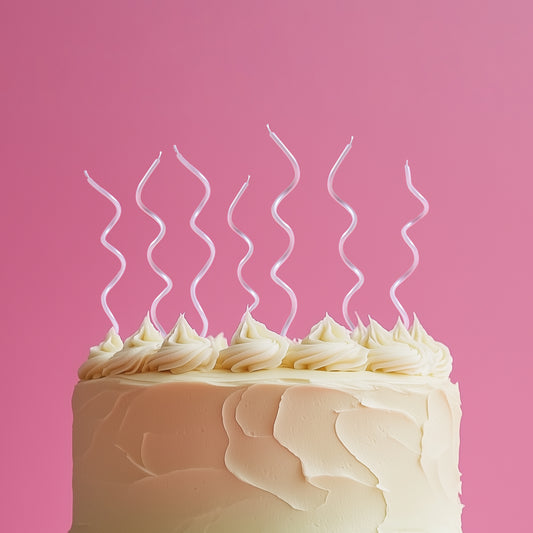 Swirly Cake Candles - White (Pack of 16)