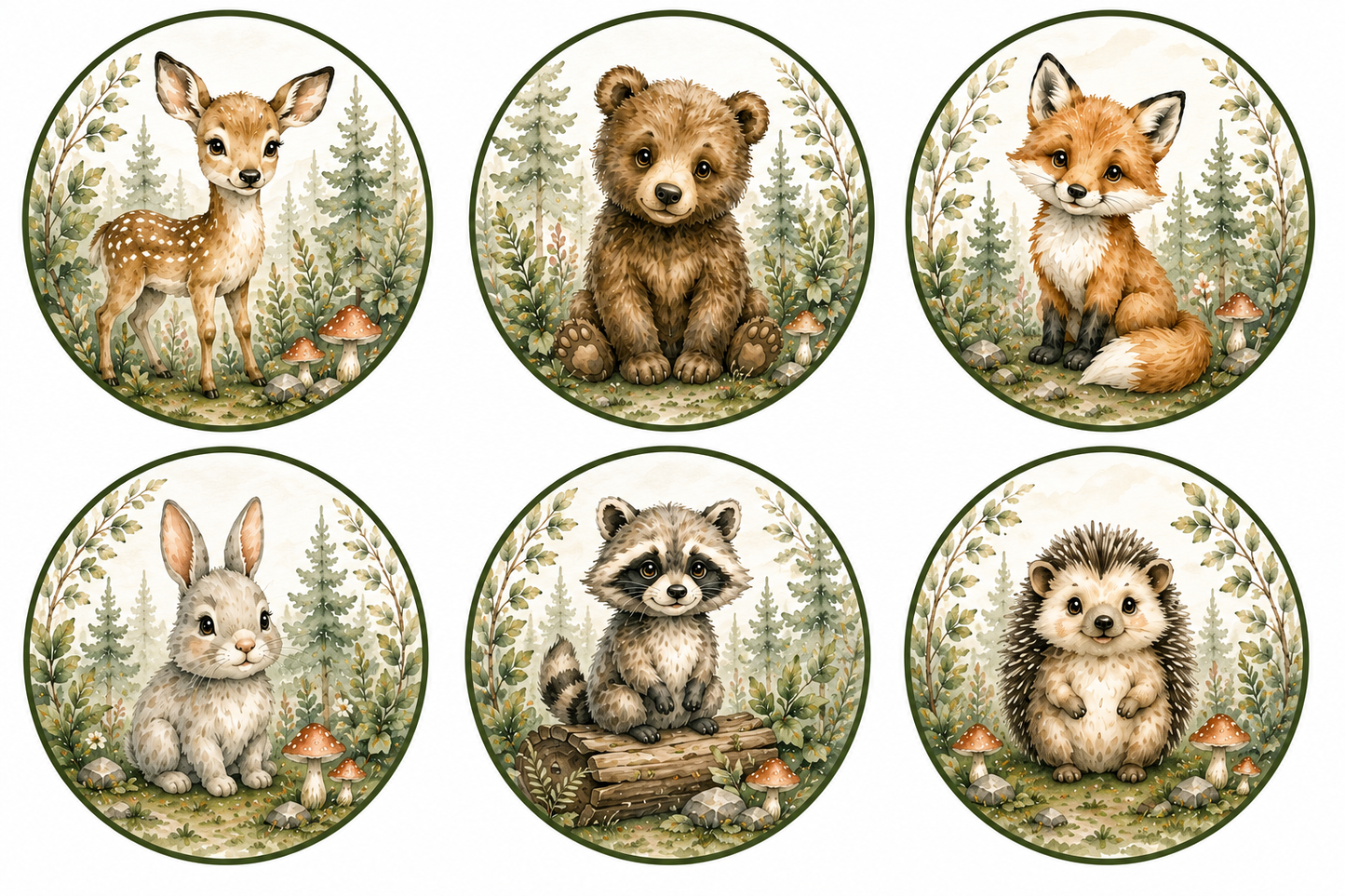 Woodland Animals Edible Cake Topper, Cake Wrap & Cupcake Toppers
