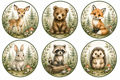 Woodland Animals Edible Cake Topper, Cake Wrap & Cupcake Toppers