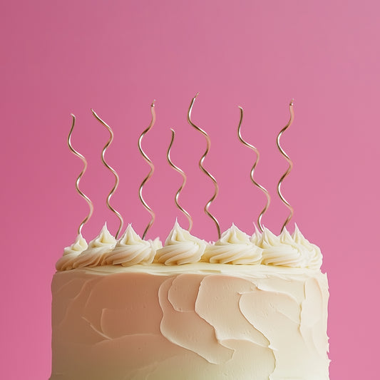 Swirly Cake Candles - Gold (Pack of 16)
