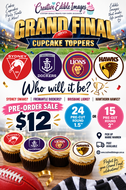 AFL Grand Final Cupcake Toppers | Pre-Cut Edible Images - PRE-ORDER