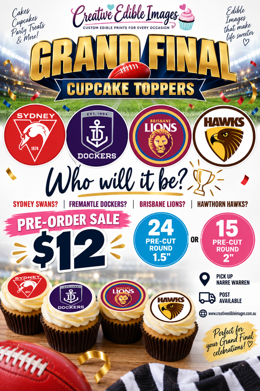 AFL Grand Final Cupcake Toppers | Pre-Cut Edible Images - PRE-ORDER
